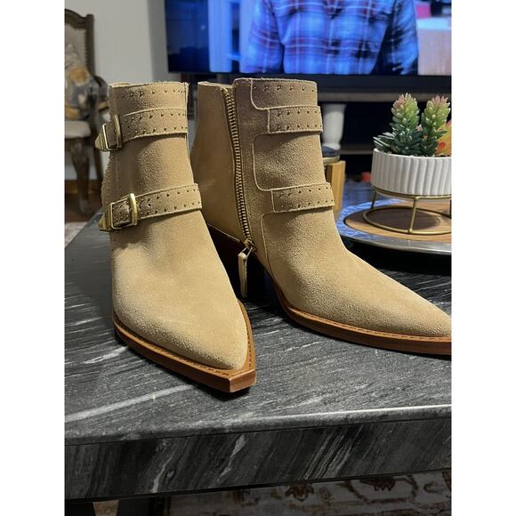 Dolce Vita Ronnie Womens Camel Western Suede Pointed Toe Boots Boho 8.5 - Picture 2 of 8